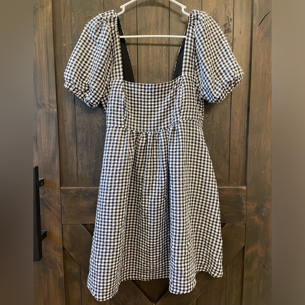 Checkered Babydoll Dress